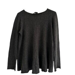 The Row Charcoal Heather Cashmere Silk Peplum Swing Sweater Womens Size Large